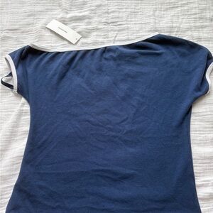 BDG Navy Blue Blouse with White Trim